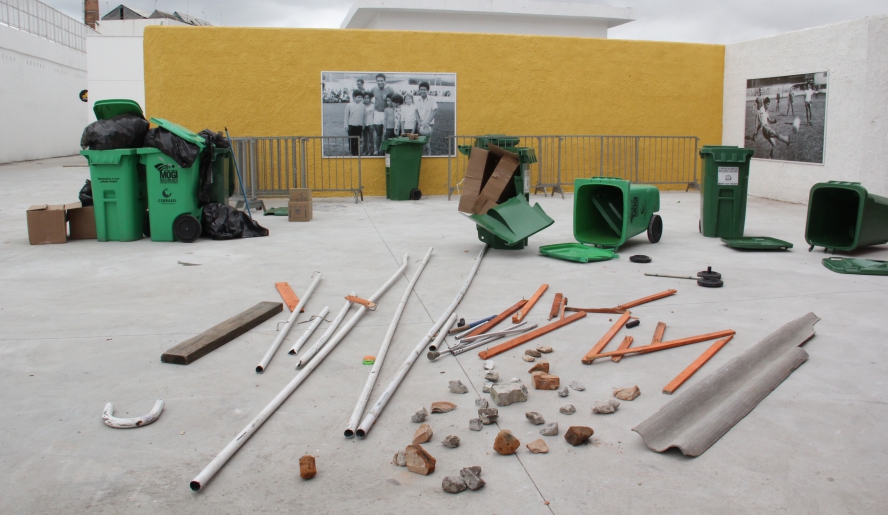 Equipamentos do estádio Nogueirão foram depredados durante a confusão envolvendo a torcida do São Paulo Futebol Clube em janeiro de 2016 (Ney Sarmento/ PMMC)