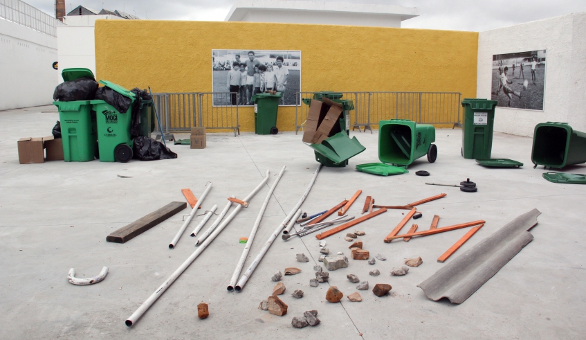 Confusão provocada pela torcida do São Paulo provocou danos no Estádio Francisco Ribeiro Nogueira, o Nogueirão. Clube foi condenado nesta terça-feira (Foto: Ney Sarmento/PMMC)
