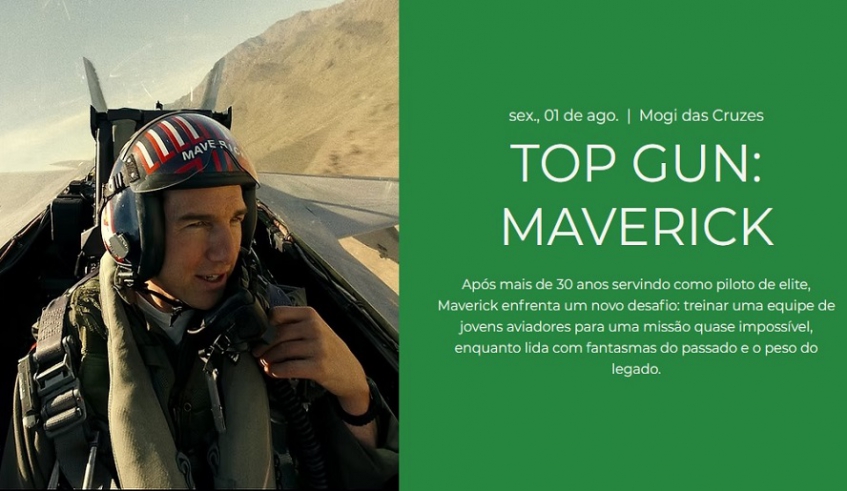No dia 1º de agosto, serão exibidos os filmes “Top Gun: Maverick” e o curta-metragem “O Silêncio do Mundo” abrindo a noite (Divulgação/PMMC)