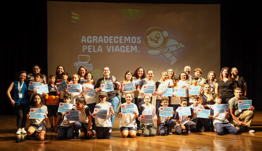 A final aconteceu no auditório do Cemforpe, na Vila Nova Mogilar, e contou com a participação das quatro escolas municipais classificadas na fase polo. (Divulgação/PMMC)