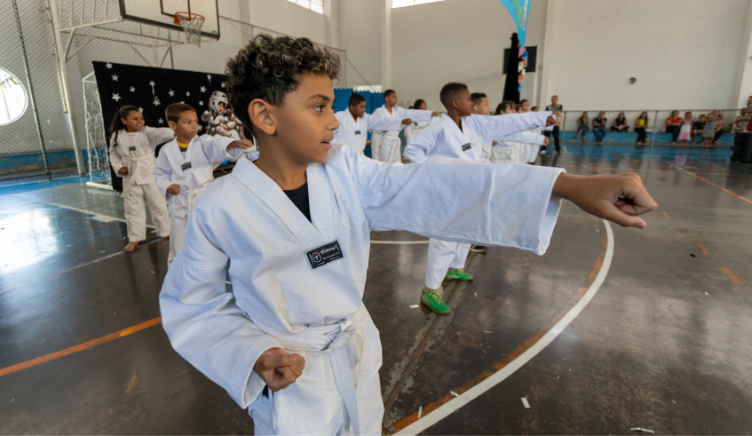 Também houve demonstração de taekwondo e outras atividades preparadas pelo CEMPRE Oswaldo Regino Ornellas. (Divulgação/PMMC)