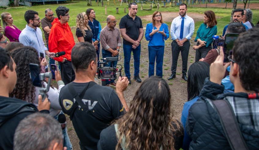 Prefeita Mara Bertaiolli anunciou à imprensa a criação do Parque Náutico Mogiano e defendeu a manutenção do espaço para a população de Mogi das Cruzes (Divulgação/PMMC)