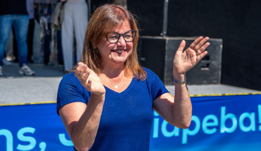 A prefeita Mara Bertaiolli destacou a importãncia do evento e o grande pacote de investimentos no distrito. (Divulgação/PMMC)