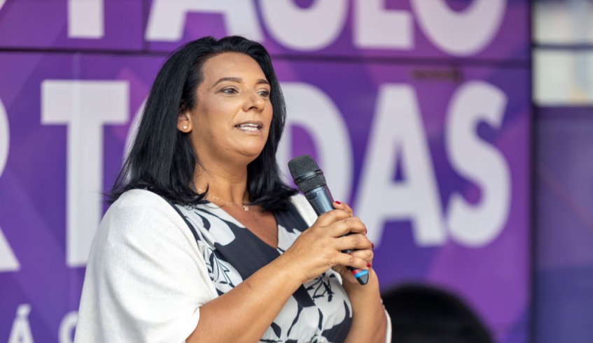 A secretária executiva de Políticas para Mulheres do Estado de São Paulo, Cândida Magalhães, na abertura do evento